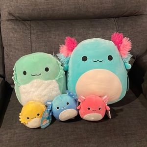 Axolotl and bearded dragon squishmallows